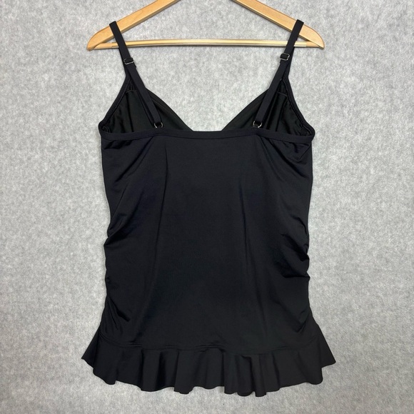 Lands’ End Swim Retro Ruffle Tankini Swim Top-Jet Black-Women Size 14 - Picture 4 of 4